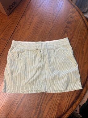 VTG Y2K American Eagle low rise seersucker mini skirt green white preppy size 6